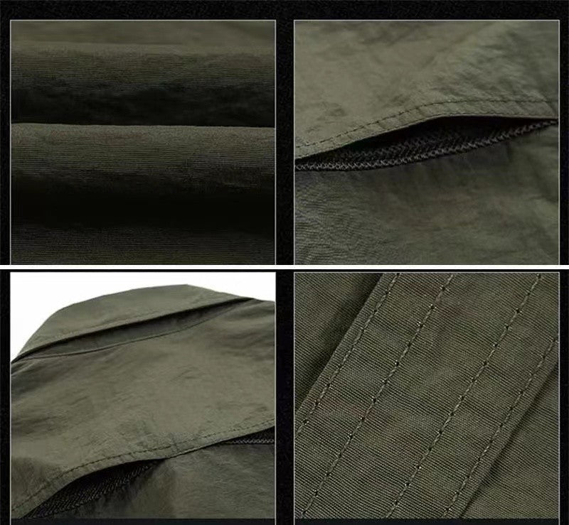 2025 Summer Cargo Shirts for Men Short Sleeve 2-Pocket Outdoor Casual Shirt Quick-dry Tops Lapel Single-Breasted Men's Shirts