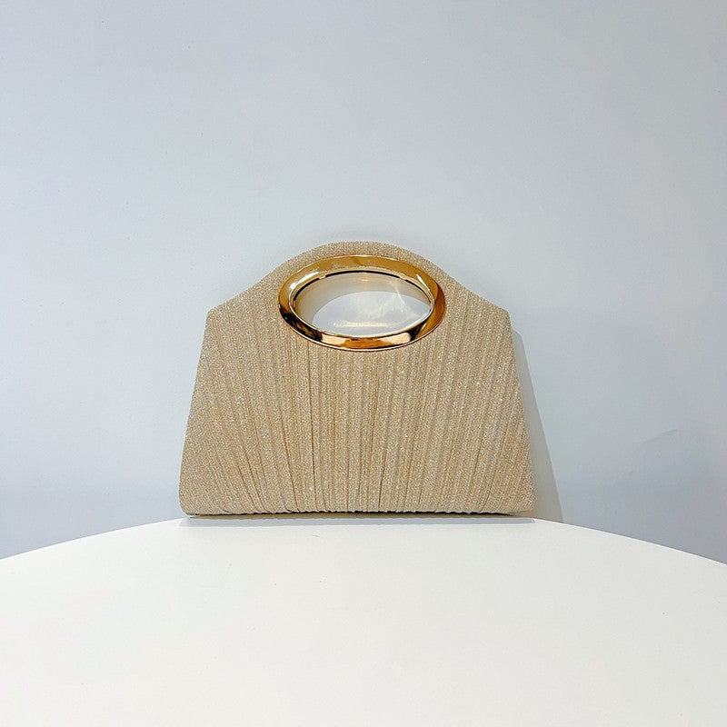 Evening Bag Ladies Pleated Party Lightweight Clutches for women solid silver black champagne handbags