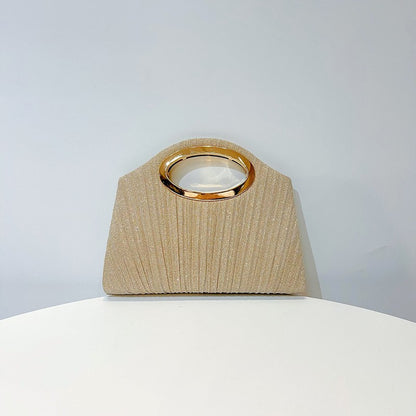 Evening Bag Ladies Pleated Party Lightweight Clutches for women solid silver black champagne handbags