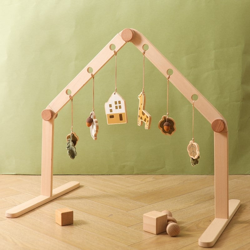 Móbile de Berço de Madeira, Chocalho e Mordedor, Brinquedos Sensoriais para Bebês, Brinquedos de Atividades para Carrinhos, Presentes para Ginásios de Bebês Recém-Nascidos
