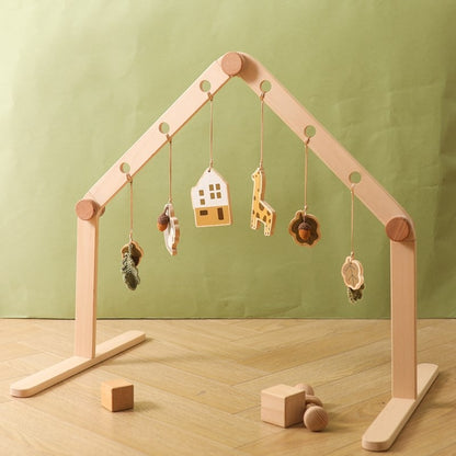Móbile de Berço de Madeira, Chocalho e Mordedor, Brinquedos Sensoriais para Bebês, Brinquedos de Atividades para Carrinhos, Presentes para Ginásios de Bebês Recém-Nascidos
