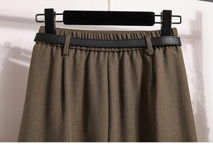 Plus Size Suit Skirts Autumn Winter Fashion New A-line Temperament Large Size Skirt Women's Solid Simplicity Casual Chic Skirt