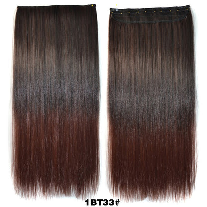 Extensões de cabelo sintéticas com clipe, longas e lisas, com 5 clipes em uma única peça, extensões de cabelo multicoloridas LIHUI