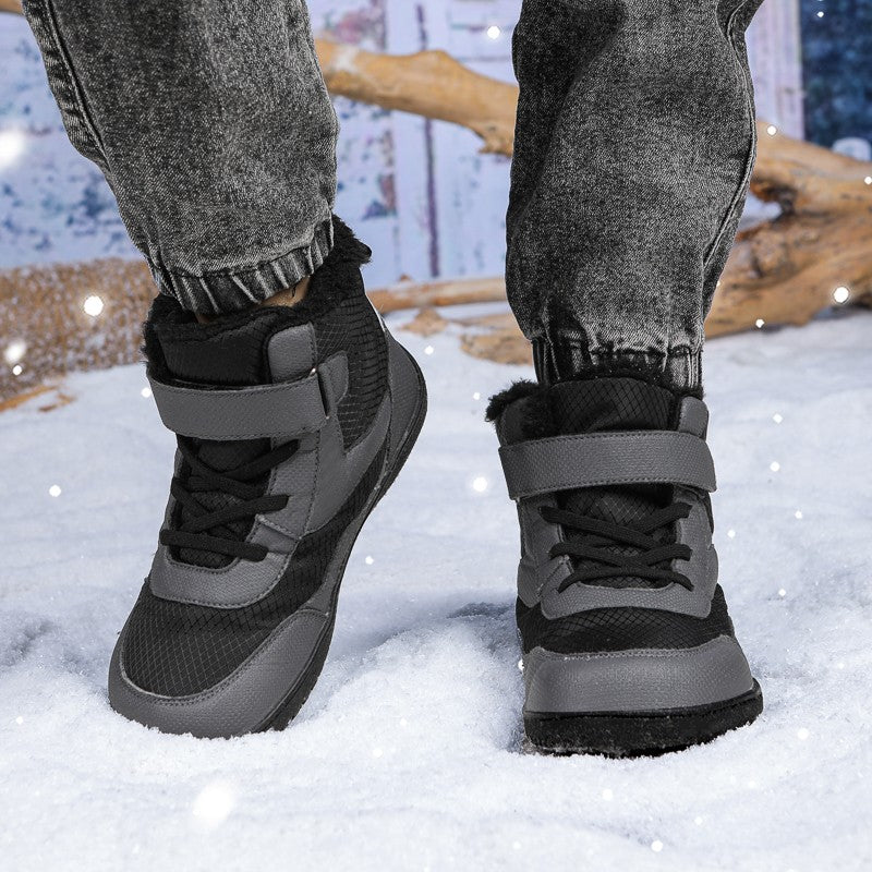 New Children's wide toe barefoot snow boots Little/Big/Kid Wide Toe Minimalist Sneakers Girls waterproof high-top cotton shoes