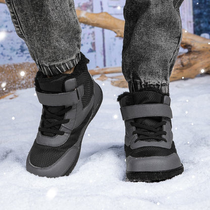 New Children's wide toe barefoot snow boots Little/Big/Kid Wide Toe Minimalist Sneakers Girls waterproof high-top cotton shoes