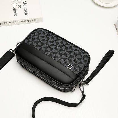 Fashion Business Shoulder Bag PU Leather Men Clutch Bag Wide Strap Crossbody Bag Designer Casual Male Messenger Pack Phone Purse