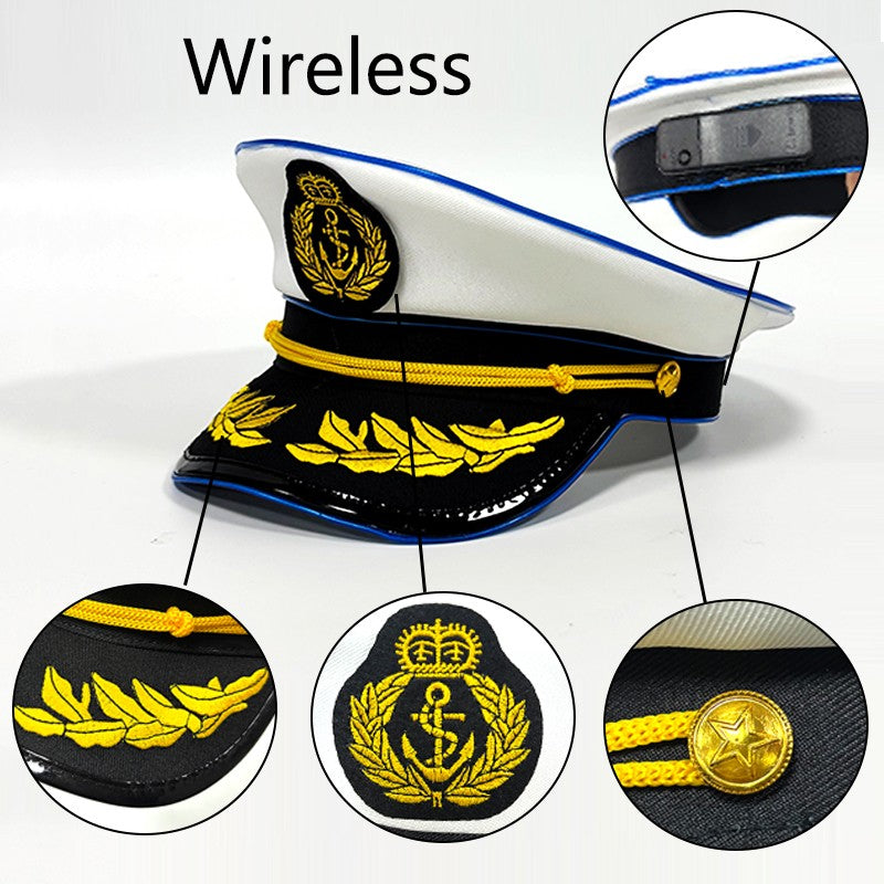 New Luminous Navy Hat Men Women Costume Cosplay Navy Cool Props Hats Glowing For Night