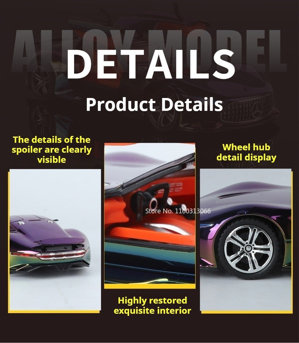 1:24 Visão GT 300SL Carro Esportivo Modelo Liga Fundida Brinquedos Som Luz Puxar para Trás Portas Abertas Veículos Miniatura Presentes para Crianças