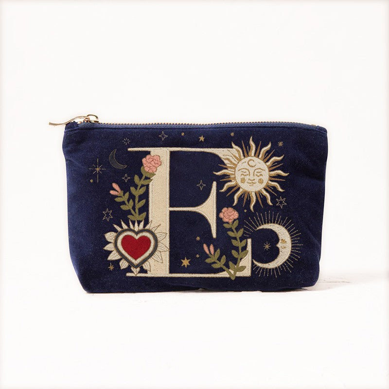 Velvet Handbag Vintage Printed Letter Pattern Makeup Bag