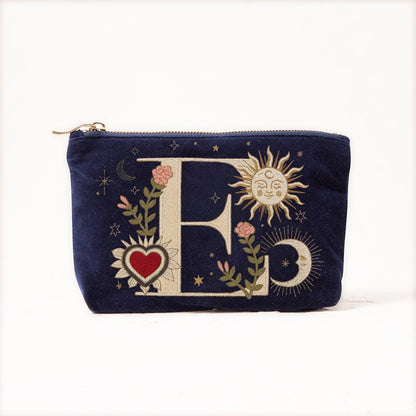 Velvet Handbag Vintage Printed Letter Pattern Makeup Bag