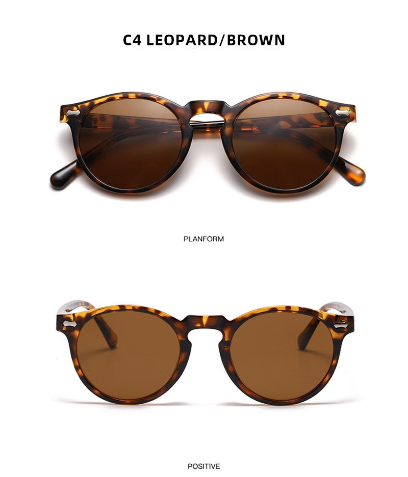Óculos de Sol Redondos Retrô Masculinos Femininos Pequenos Moda Polarizados Óculos de Sol para Homens e Mulheres Óculos de Condução Estilo Vintage Literário