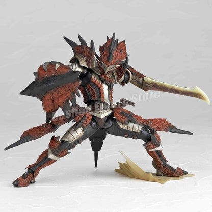 Kaiyodo Monster Hunter Rathalos Boneco de Ação Revoltech Yamaguchi Espadachim Modelo Reus Dragão de Fogo Macho Zinogre Brinquedo em Miniatura