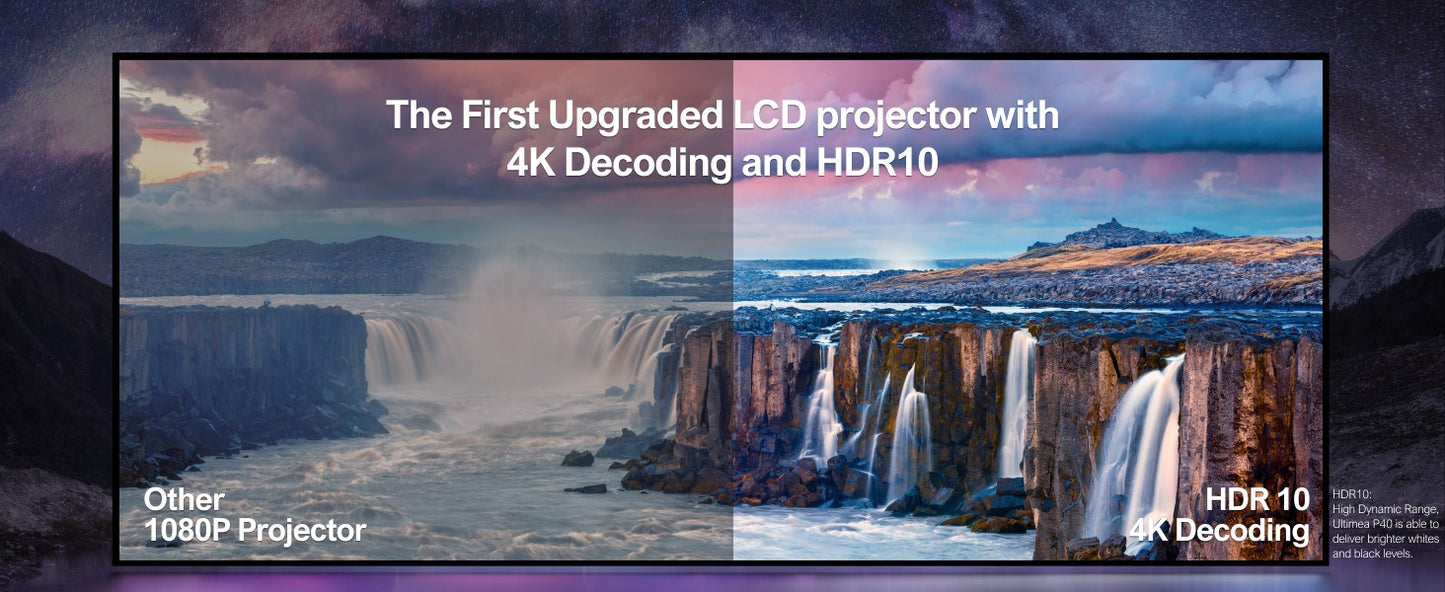 Projetor ULTIMEA Apollo P40 Full HD 1080P Nativo, Suporte a 4K, Projetor de Cinema Doméstico Inteligente com WiFi, Bluetooth e Foco Automático