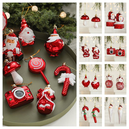 2PCS Red&white Christmas Hanging Decoration Plastic Santa Clause Xmas Ornament Ball Festival Camera Owl Xmas Baubles