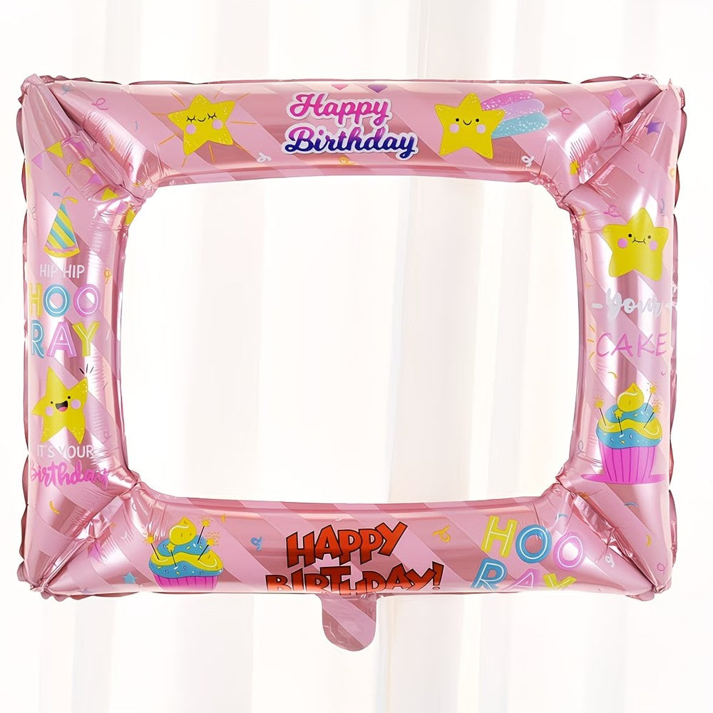1pc 55.88 cm Photo Frame Foil Balloon with "Happy Birthday!" Written on It - Design - Perfect for Birthday Party Decorations And