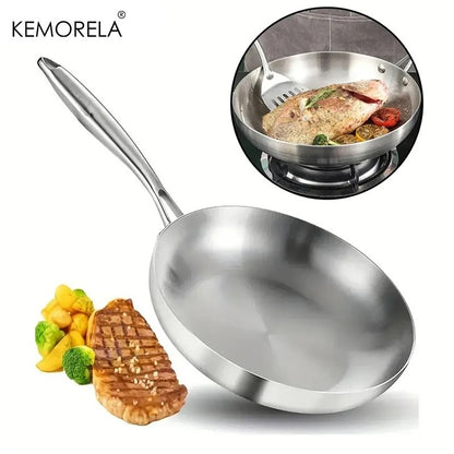 2/3 PEÇAS Frigideira 22/24/26/28CM Aço Inoxidável 304 Panela Wok 2MM de Espessura 5 Camadas de Aço Panelas Antiaderentes de Grau Alimentício para Cozinhar