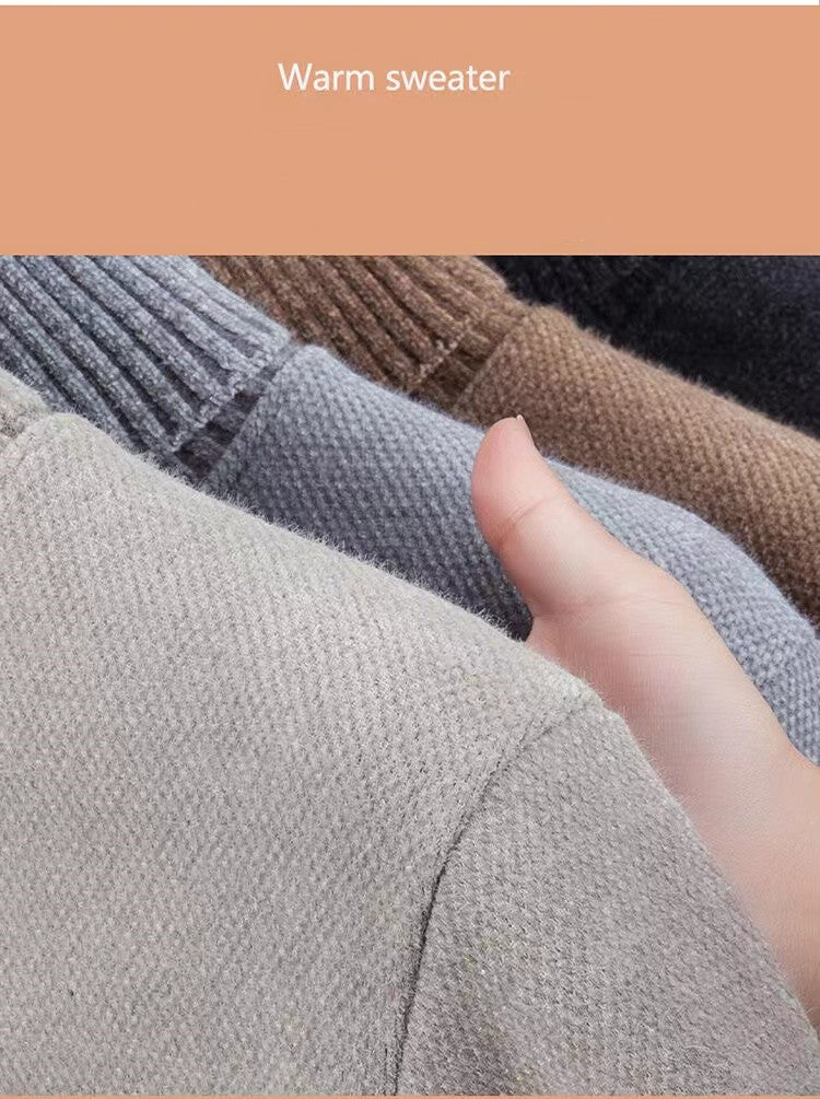 High end brand velvet sweater men's new fashion designer exquisite pony embroidery winter thick warm high neck knitted pullover