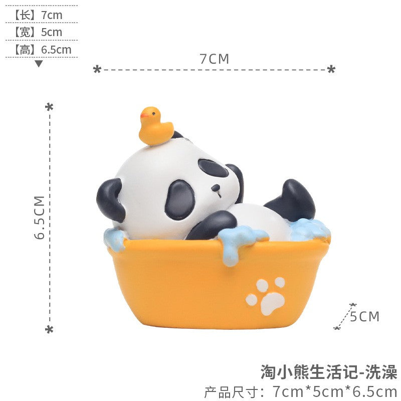 Estatuetas de panda de desenho animado para a mesa da sala de estar decorações fofas para casa artesanato em resina presentes criativos para alívio do estresse no escritório