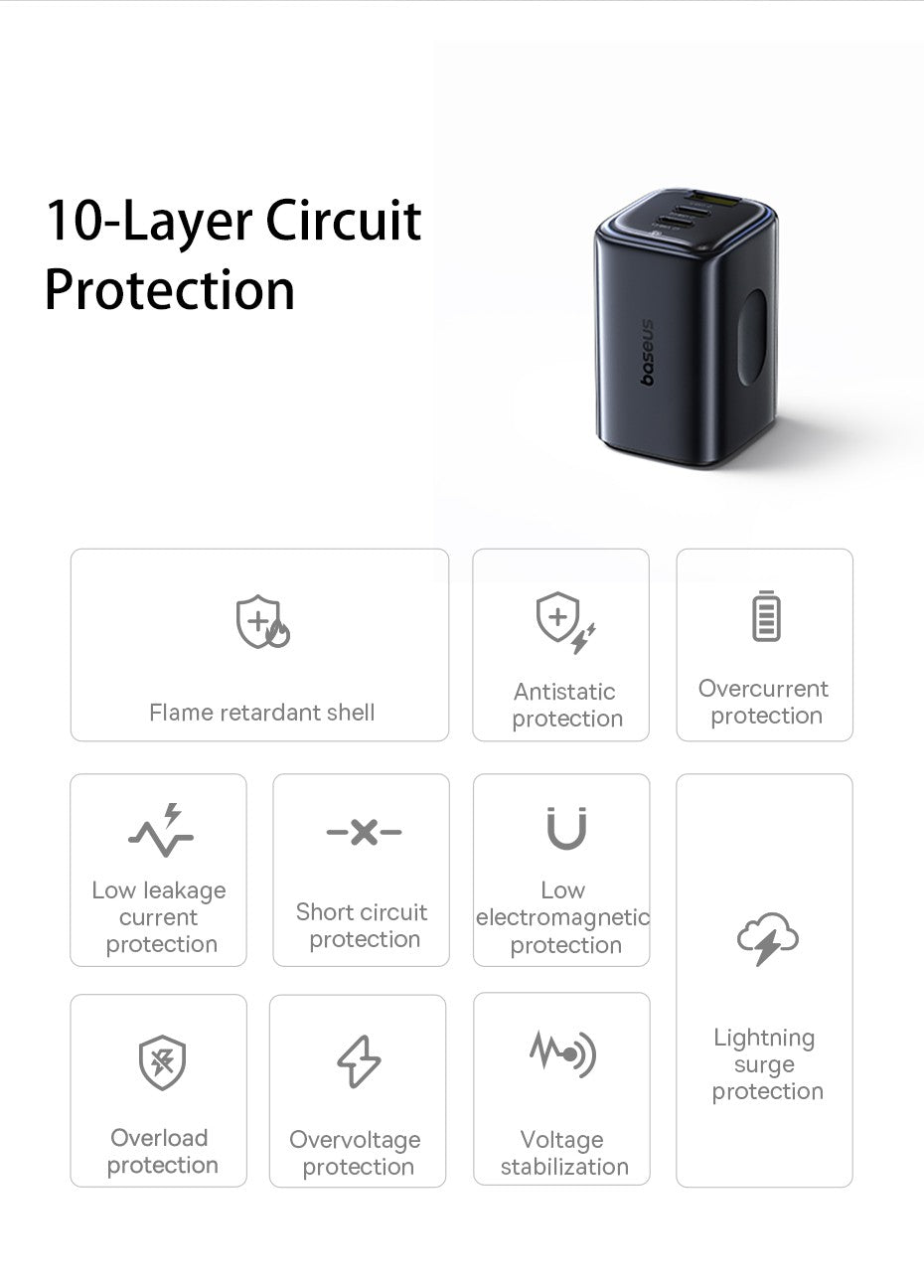 Baseus Picogo 67W GaN Charger PD Charger Type C USB Charger Fast Charging Phone Charger For iPhone 17 16 Travel Charger Portable
