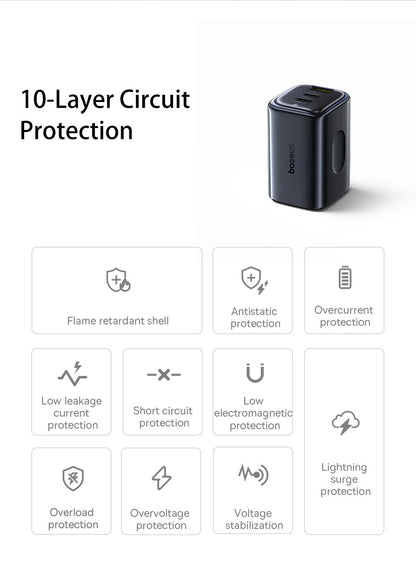 Baseus Picogo 67W GaN Charger PD Charger Type C USB Charger Fast Charging Phone Charger For iPhone 17 16 Travel Charger Portable