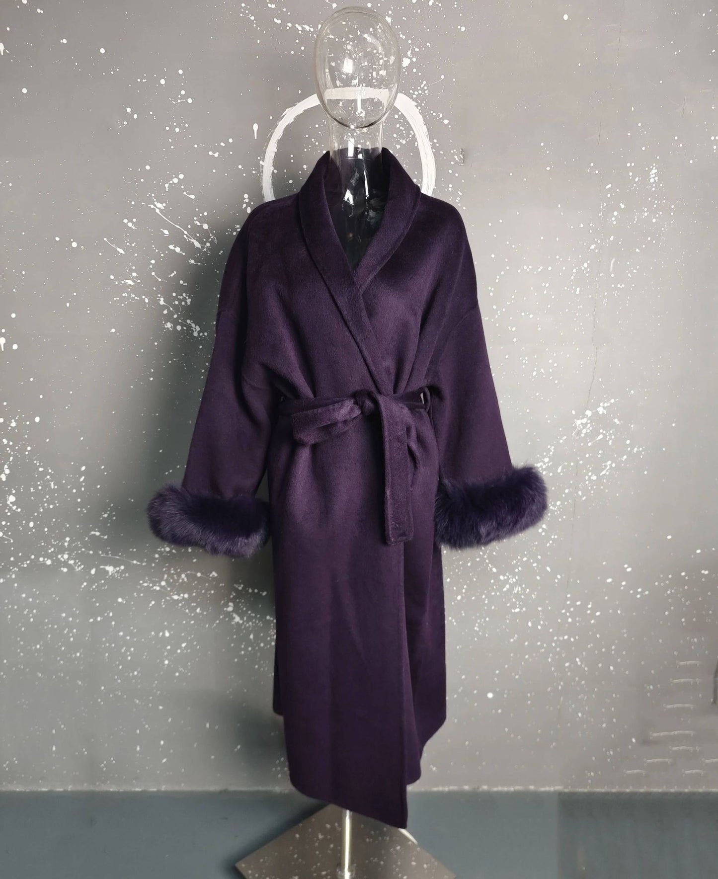 UCXQ Casaco Feminino Elegante OL para Escritório com Retalhos de Pelo Manga Comprida Lã Jaqueta de Roupa Feminina Bonita Outono Inverno 2025