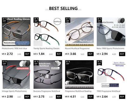 TR90 Anti-blue Light Multifocal Reading Glasses Men Women Progressive Near Far Eyewear Ultralight Sports Farsight Eyeglasses