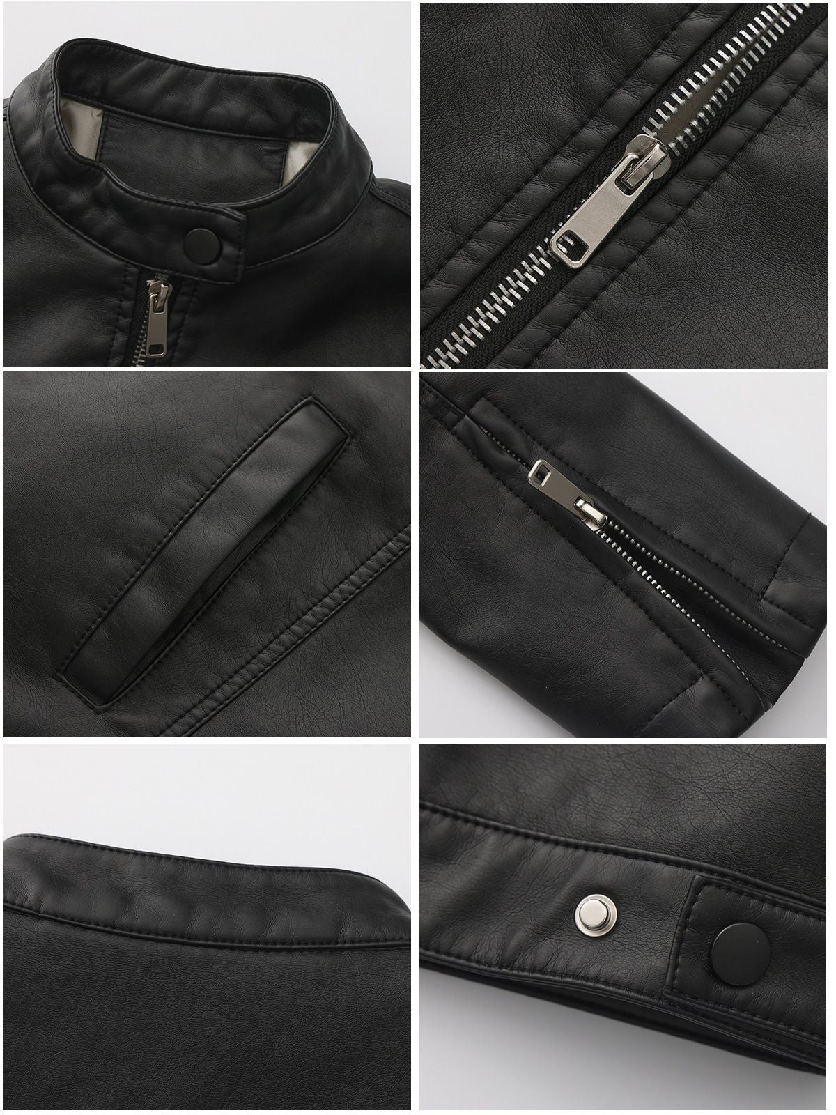 Black Women's Fitted Leather Jacket with Front Zipper & Side Pockets?, Available in Brown, Navy Blue, and Beige.