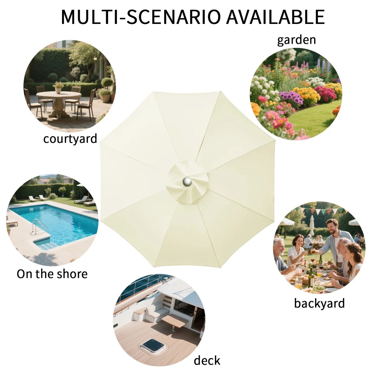 Parasol Replaceable Parasol Top Cloth Garden Patio Canopy Umbrella Cover Waterproof Sunshade 2/2.5/2.7/3m For 6 Ribs/8 Ribs