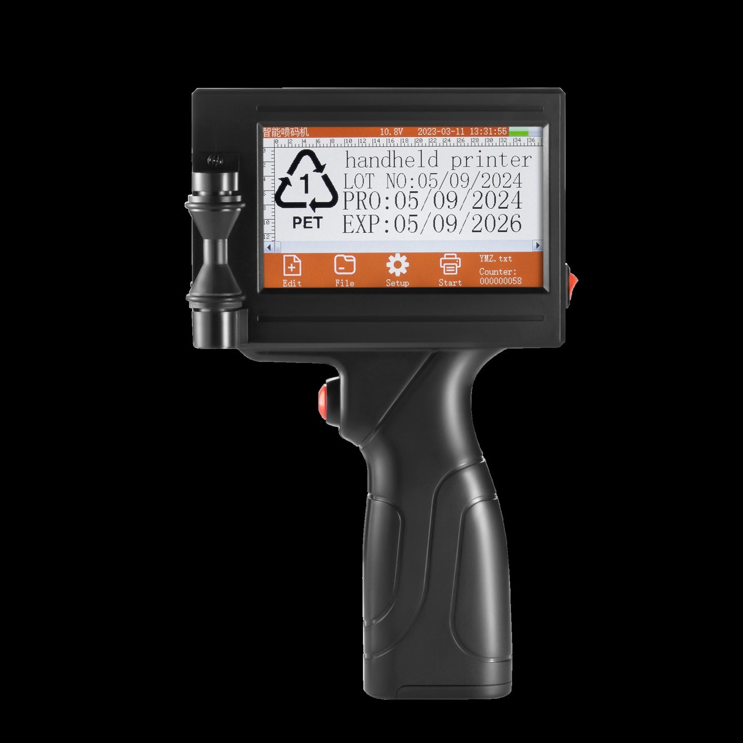 YS300 12,7mm Impressora a Jato de Tinta Térmica Portátil, com Jato Manual, para Códigos de Data, Números, Logos, Data de Vencimento e Etiquetas em Plástico e Papelão, em Inglês