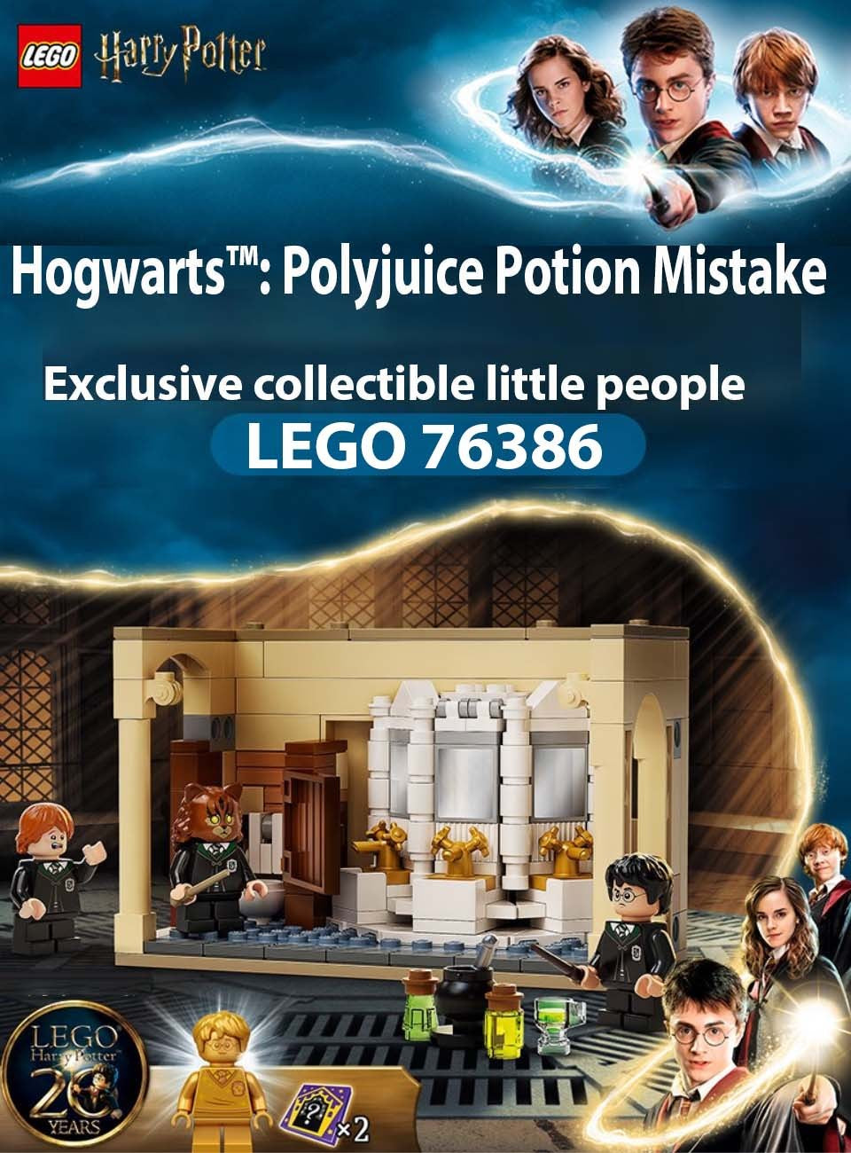 LEGO 76386 Harry Potter Hogwarts: Erro da Poção Polissuco – Idéia de Presente para Netos com Minifigura Dourada do Harry Potter