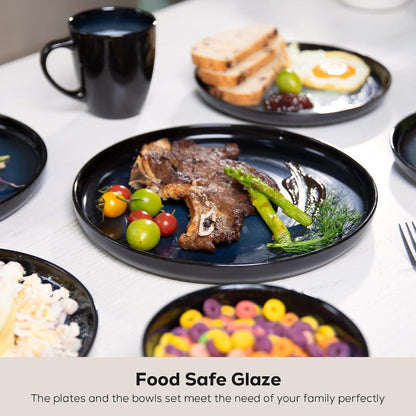 Ceramic 18Pcs Dinnerware SetsStoneware Plates and Bowls Set for 6 Chip and Scratch Resistant Dish Set Handmade Reactive Glaze O