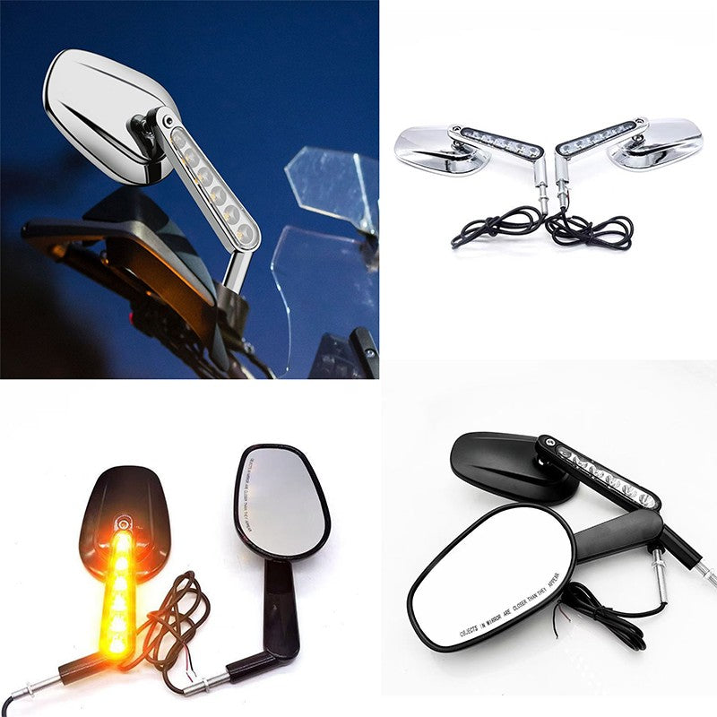 Espelhos retrovisores musculosos de motocicleta 8MM com piscas de LED para Harley VRSCF V-Rod 2009-2017 2016 2015 2014 1 Par Preto/Prata
