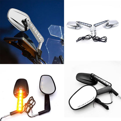 Espelhos retrovisores musculosos de motocicleta 8MM com piscas de LED para Harley VRSCF V-Rod 2009-2017 2016 2015 2014 1 Par Preto/Prata