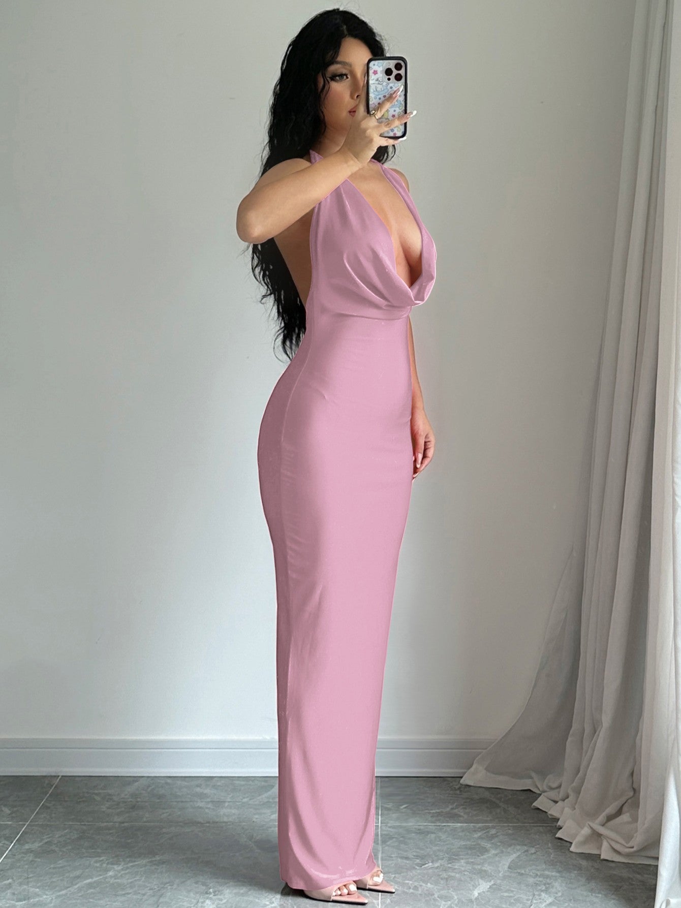 Dulzura Autumn Women Halter Backless Midi Dress For Women Bodycon Sexy Party Ele