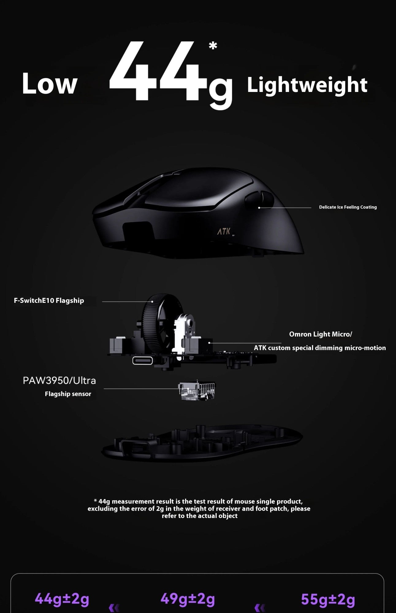NOVO ATK BlazingSky U2/v2 EM ESTOQUE Mouse Gamer Sem Fio PAW3950 8k 3 modos Duplo 39g Leve Mouse E-sport Acessório Personalizado