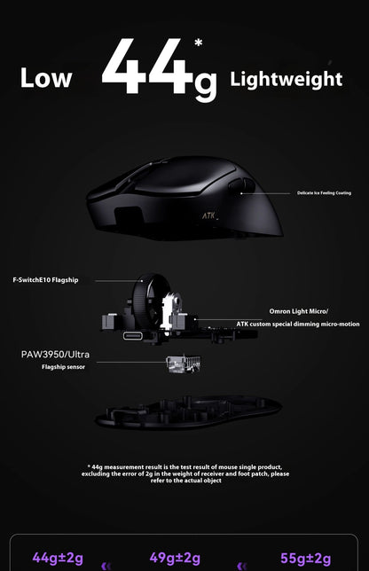 NOVO ATK BlazingSky U2/v2 EM ESTOQUE Mouse Gamer Sem Fio PAW3950 8k 3 modos Duplo 39g Leve Mouse E-sport Acessório Personalizado