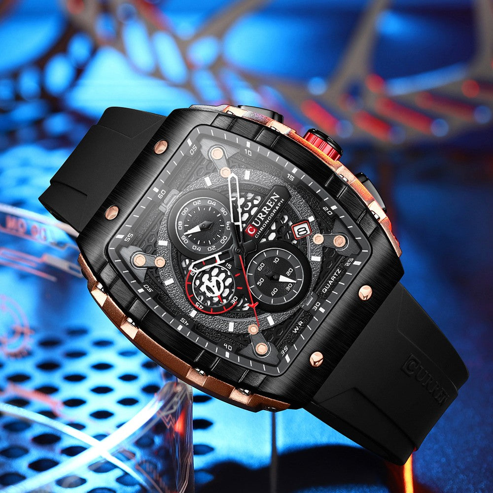 CURREN Fashion men watch brand unique square design luxury quartz sports tape watches men waterproof