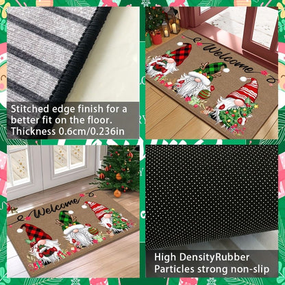 VIKAMA Christmas Elf Living Room & Bedroom Door Mat-Winter Holiday Decor With Anti-Slip Soft Material, Machine Washable