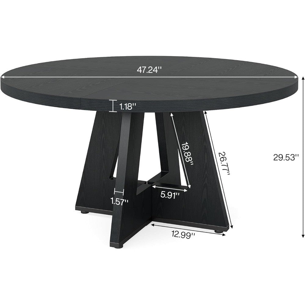 Tribesigns Round Dining Table Wood Kitchen Table for Dining Room, 47 in Dinning Room Tables for 4 Man, Farmhouse Dinner Table wi