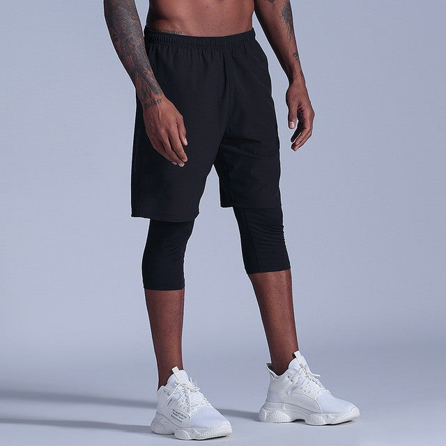 2 in 1 Compression Pants Mens basketball shorts Leggings sport Running Shorts High Elastic Dry Fit Training Tights Jogging Pants