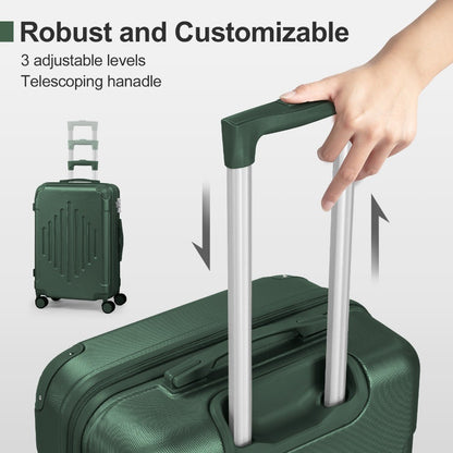 Conjunto de Malas Rígidas de 5 Peças ABS com Rodas e Cadeado TSA Verde Escuro