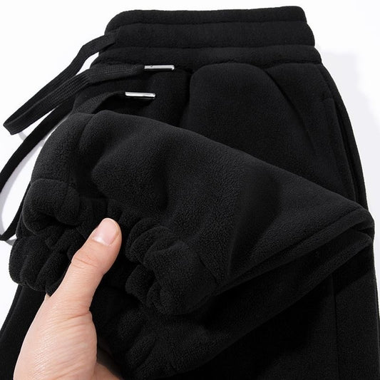 Calça Masculina Moletom Jogger Dupla Face, Mais Grossa, Folgada, Quente, Inverno, Estilo Jovem Casual, Cintura Elástica e Cor