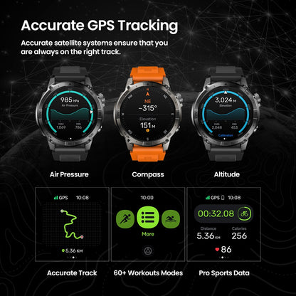 Zeblaze Stratos 2 Plus GPS Sports Smart Watch Bússola Integrada Altímetro Barométrico Tela AMOLED de 1.43'' Smartwatch com Chamada de Voz