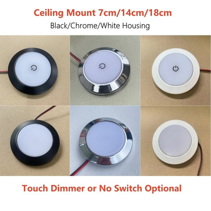 Tokili 12V/24V Dual Volt Ultra-Thin LED Puck Lights, Interior RV Marine Overhead Light, for Camper Cabin, Boat & Trailer Ceiling