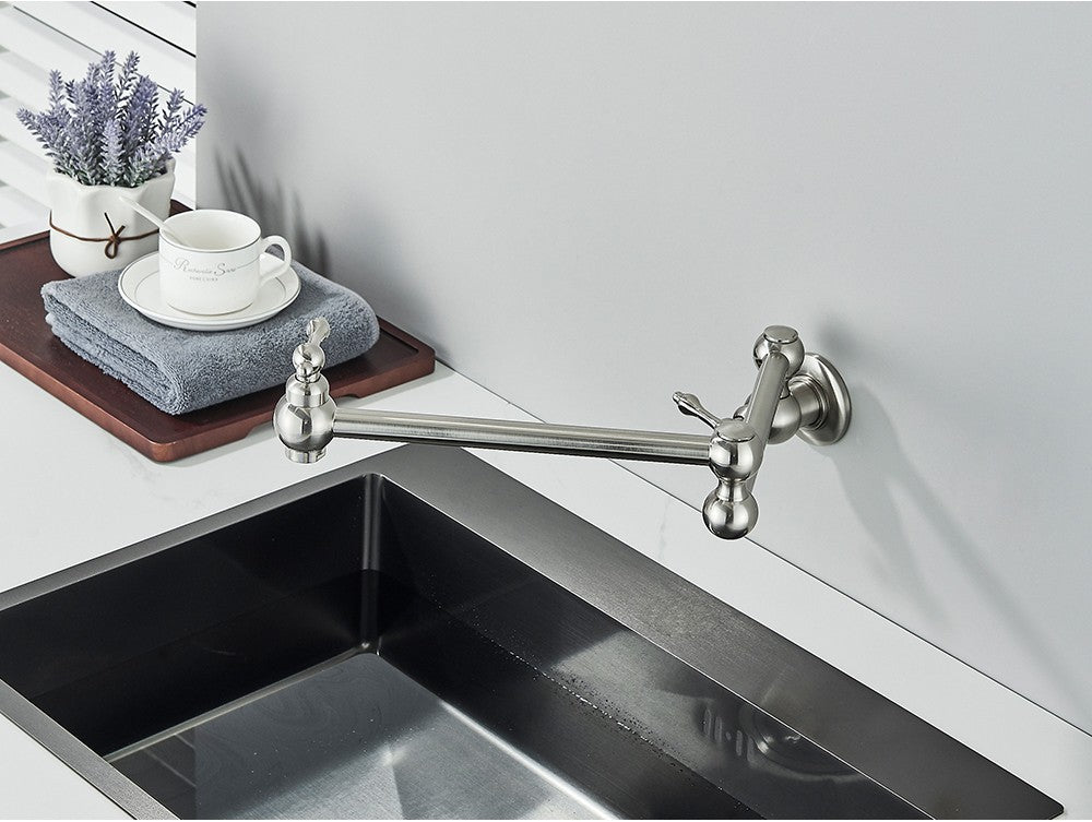 Brushed Gold Rotated Kitchen Sink Faucet Cold Water Tap Brass Basin Sink Swivel Faucets Wall Mounted Faucet