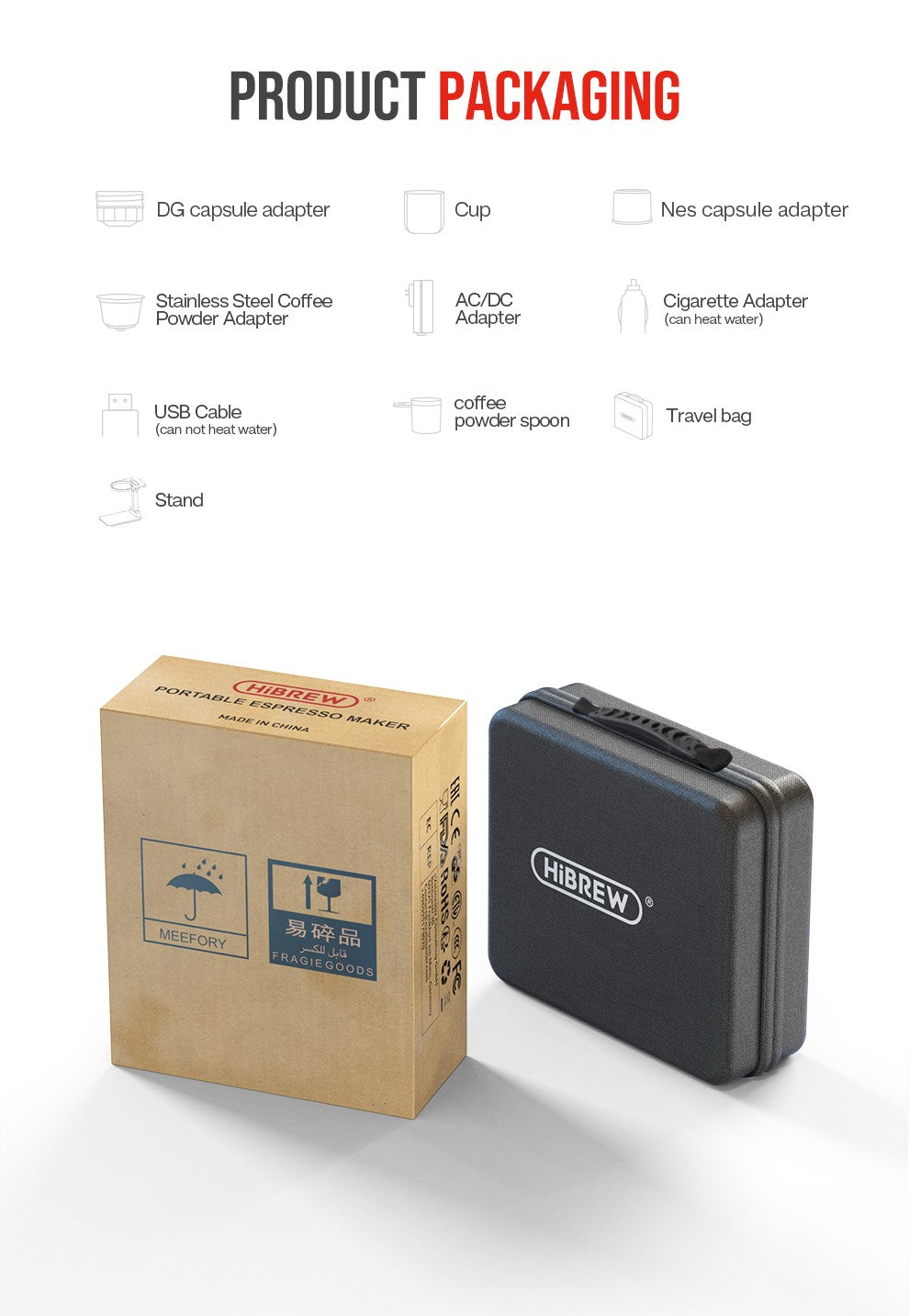 HiBREW Máquina de Café Portátil para Carro e Casa, DC12V Cafeteira Expresso Compatível com Cápsula Nespresso Dolce Pó de Café H4A