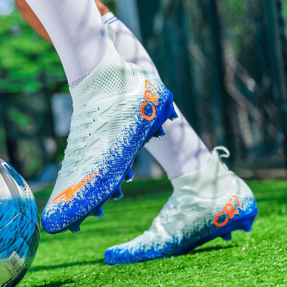 Men Soccer Shoes Football Boots Ultra-light Non-slip Long Spikes Outdoor Professional Cleats Grass Sports Shoes Match Sneakers
