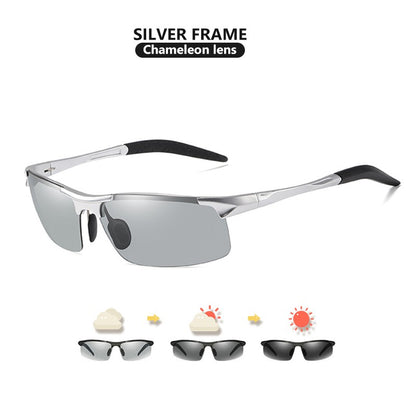 CoolPandas Óculos de Sol Fotocromáticos Masculinos Polarizados Sem Aro para Esportes ao Ar Livre Óculos de Condução Dia Noite Camaleão Óculos Masculinos