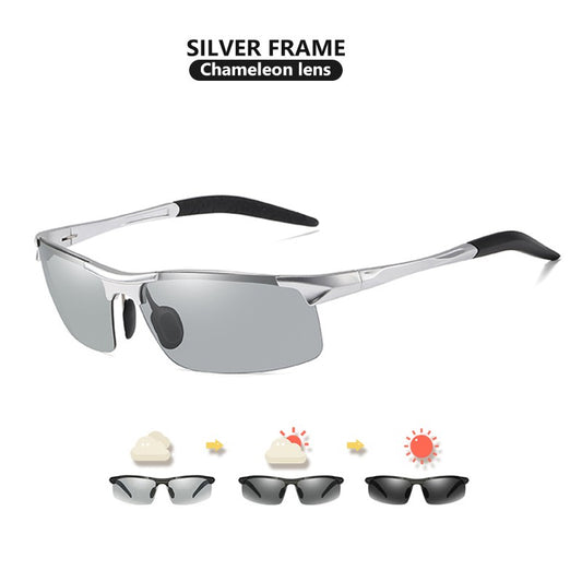 CoolPandas Photochromic Sunglasses Men Polarized Rimless Outdoor Sport Driving Glasses Day Night Chamelon Goggle zonnebril heren