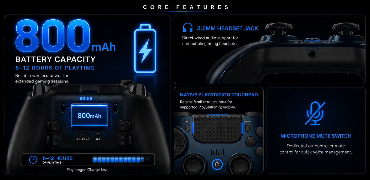 QRD Spark N7 2.4Ghz Wireless Controller for PS4/PS3/PC Direct Connect Hall Effect Vibration Effect Gamepad For PS5 Via Converter